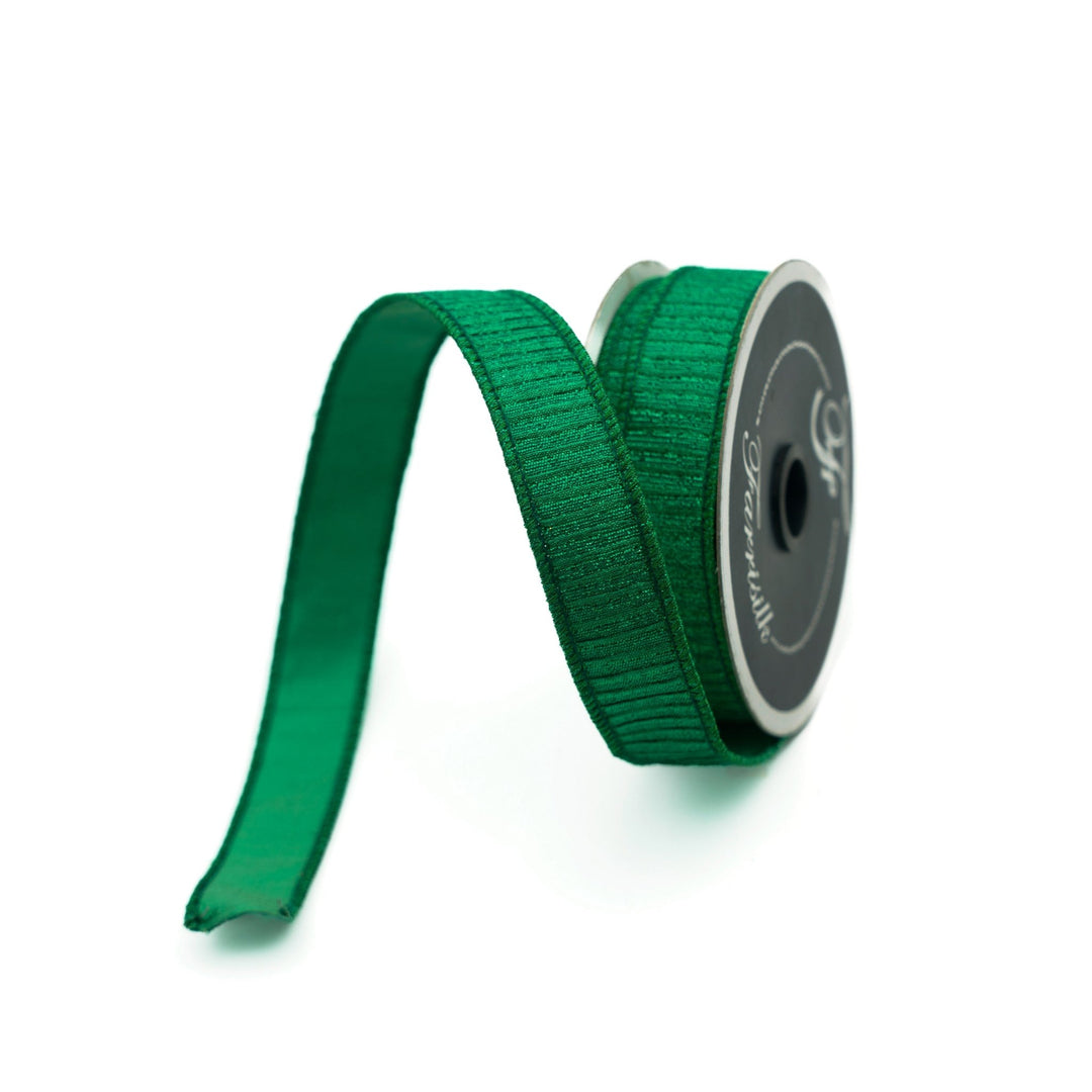 Farrisilk Emerald Pleated Metallic Wired Ribbon - 1" - Greenery MarketWired RibbonRK437-55