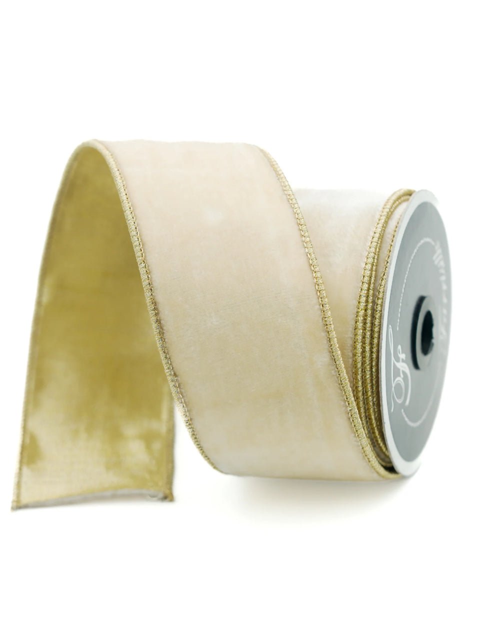 Farrisilk flashy velvet tree ribbon - 2.5” cream - Greenery Marketwired ribbonRG806 - 01