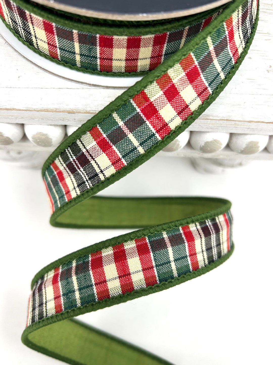 Farrisilk Forest Green Multi Christmas Plaid Wired Ribbon - 1" - Greenery MarketWired RibbonRM001-10
