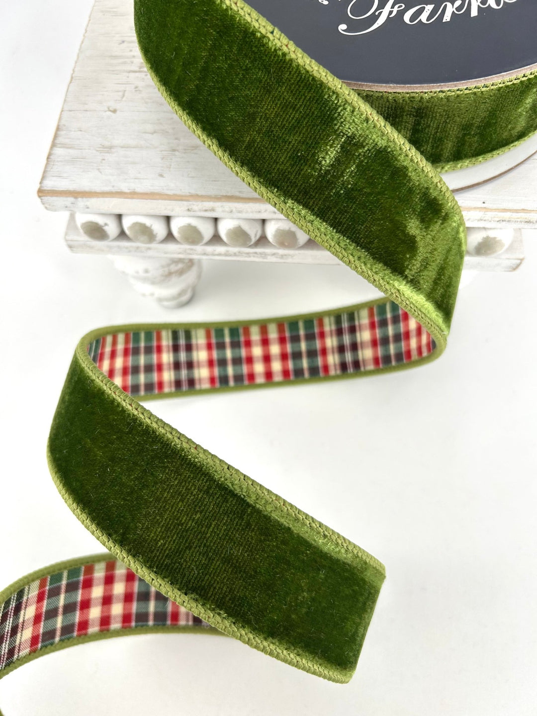 Farrisilk Forest Green Multi Plaid Plush Wired Ribbon - 1.5" - Double Sided - Greenery MarketWired RibbonRM004-10