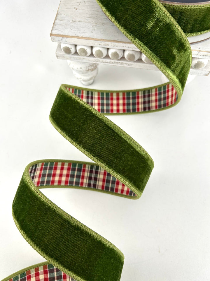 Farrisilk Forest Green Multi Plaid Plush Wired Ribbon - 1.5" - Double Sided - Greenery MarketWired RibbonRM004-10