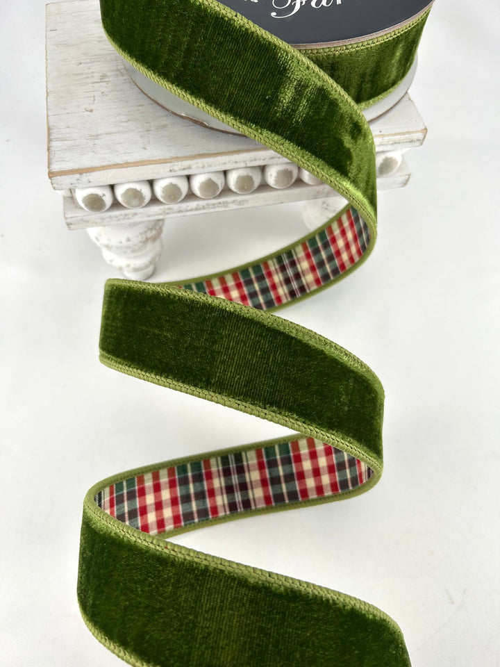 Farrisilk Forest Green Multi Plaid Plush Wired Ribbon - 1.5" - Double Sided - Greenery MarketWired RibbonRM004-10