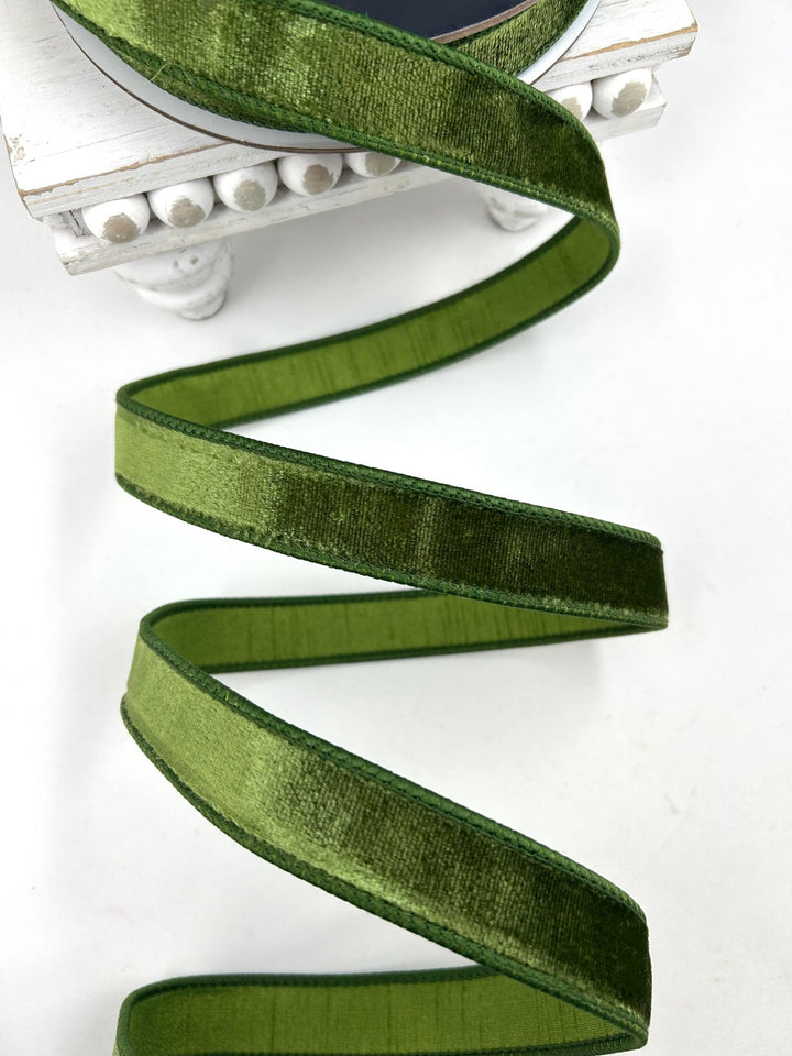 Farrisilk Forest Green Velvet Wired Ribbon - 1" - Greenery MarketWired RibbonRG008-45