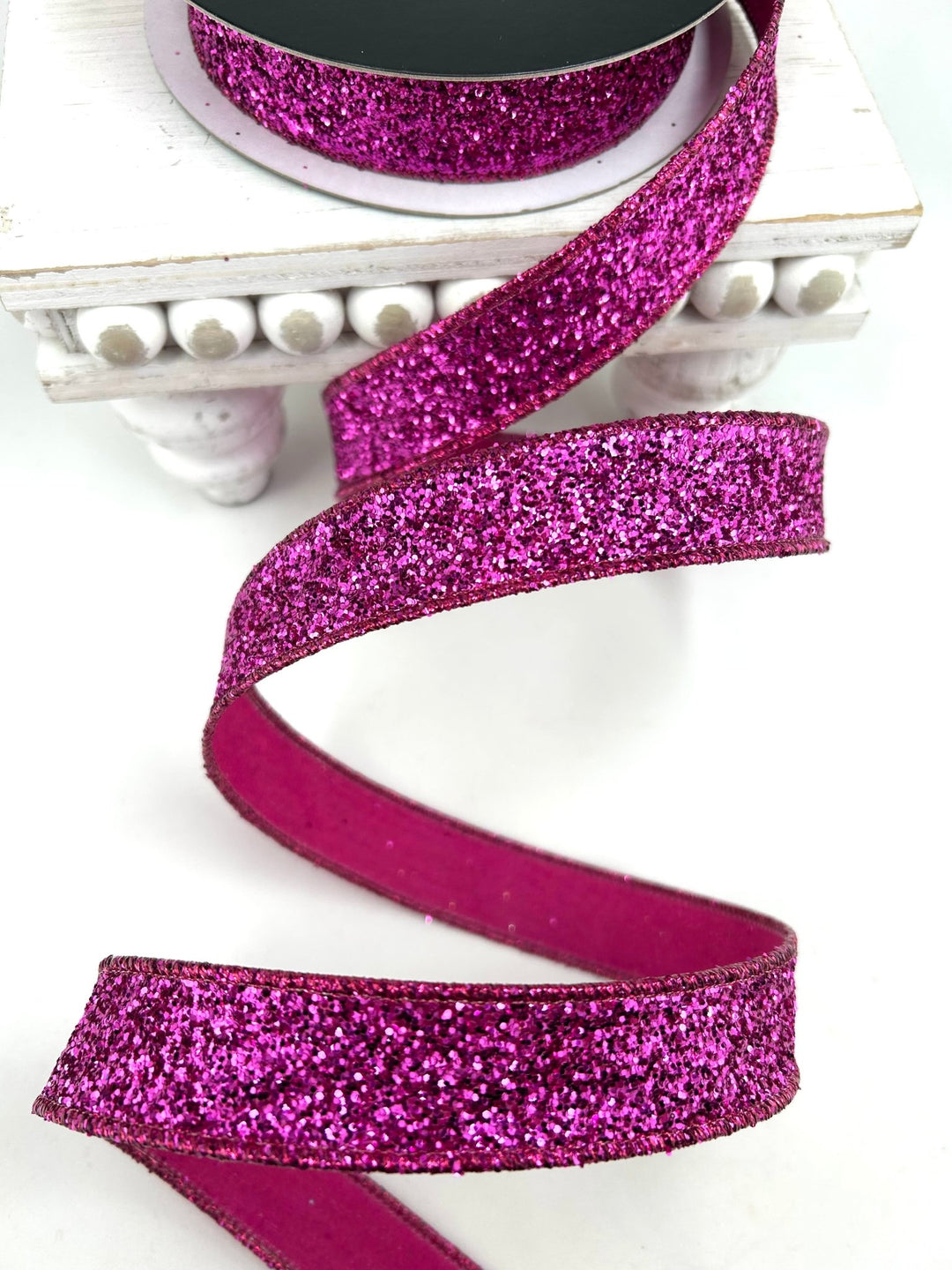 Farrisilk Fuchsia Glitter Magic Wired Ribbon - 1" - Greenery MarketWired RibbonRS376-08