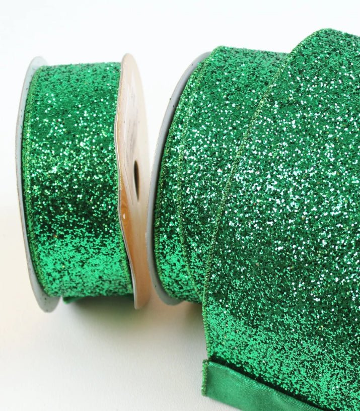 Farrisilk, Glitter magic, green, 1.5” wired ribbon - Greenery MarketRibbons & TrimRA261 - 55