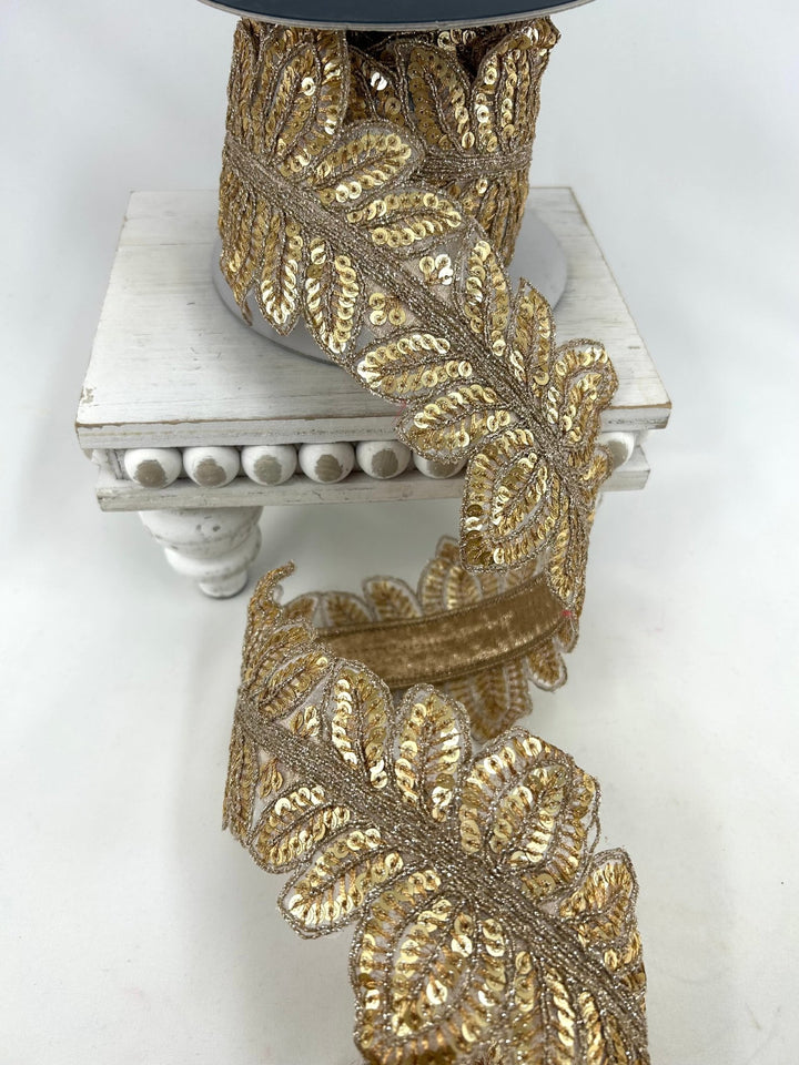 Farrisilk Gold Masquerade Vine Wired Ribbon - 4" - Greenery MarketWired RibbonDR018-50