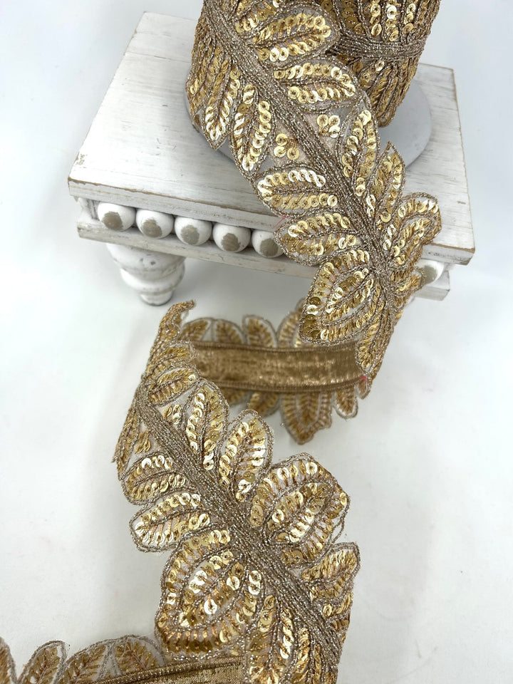 Farrisilk Gold Masquerade Vine Wired Ribbon - 4" - Greenery MarketWired RibbonDR018-50