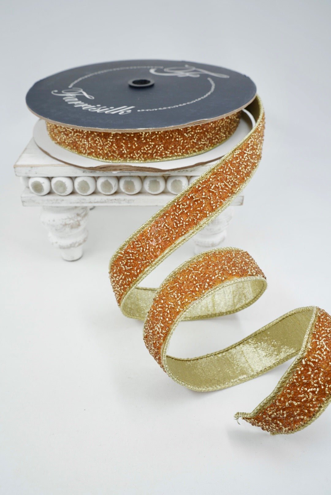 Farrisilk Gold Sprinkles Wired Ribbon - 1" - Greenery MarketWired RibbonRK333-50