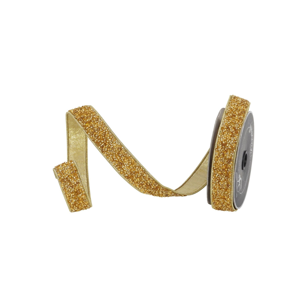 Farrisilk Gold Sprinkles Wired Ribbon - 1" - Greenery MarketWired RibbonRK333-50