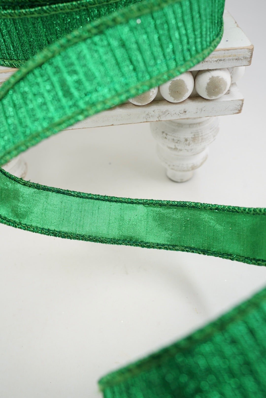 Farrisilk Green Pleated Metallic Wired Ribbon - 1" - Greenery MarketWired RibbonRK437-61