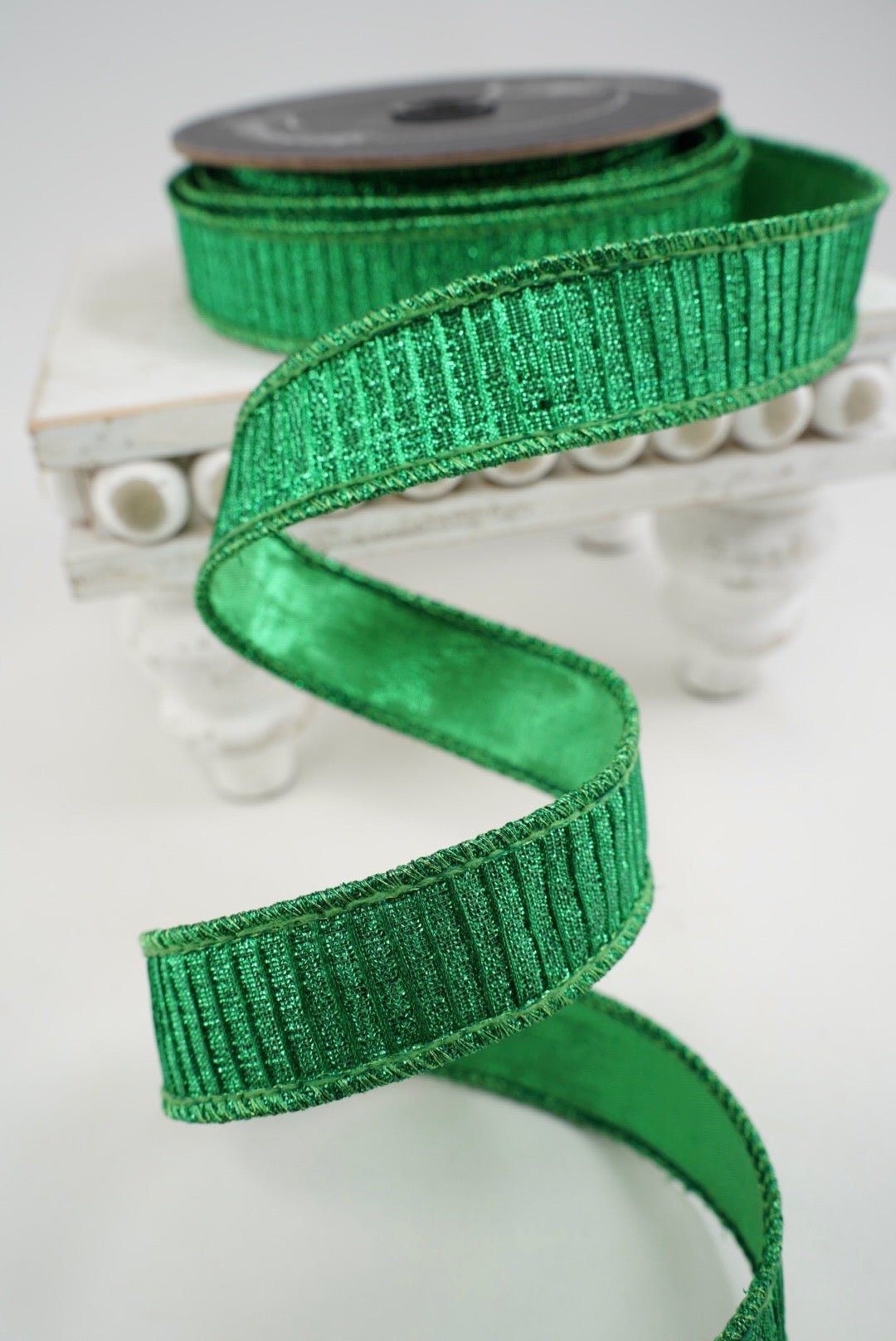 Farrisilk Green Pleated Metallic Wired Ribbon - 1" - Greenery MarketWired RibbonRK437-61