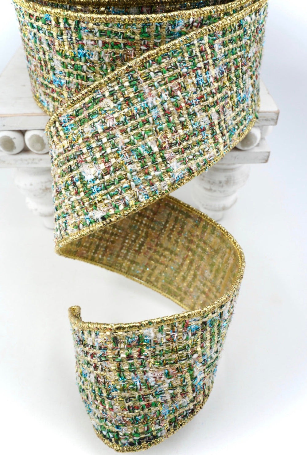 Farrisilk, holiday hues tweed wired ribbon 2.5” - Greenery MarketRibbons & TrimRC160-55