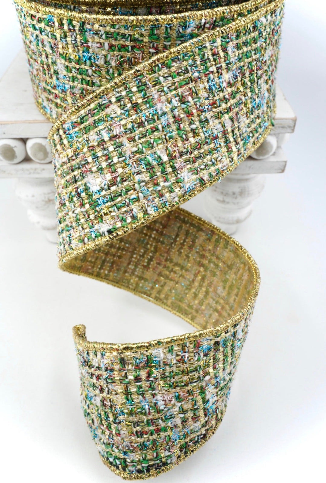 Farrisilk, holiday hues tweed wired ribbon 2.5” - Greenery MarketRibbons & TrimRC160-55