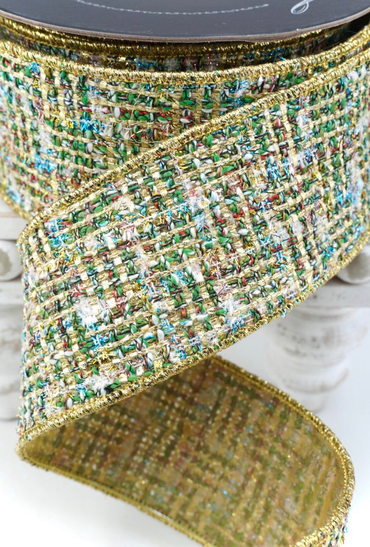 Farrisilk, holiday hues tweed wired ribbon 2.5” - Greenery MarketRibbons & TrimRC160-55
