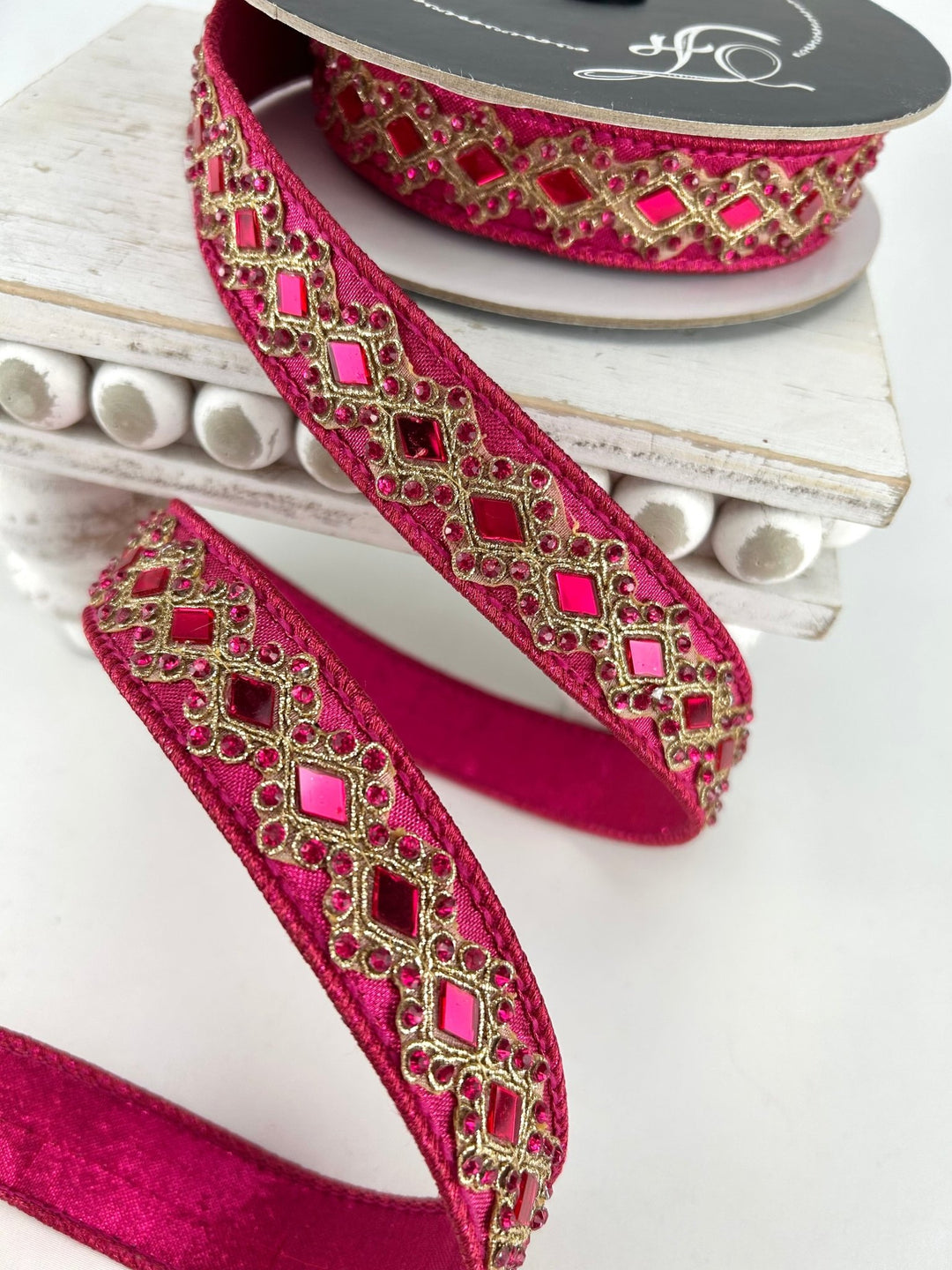 Farrisilk Hot Pink Diamond Light Wired Ribbon - 0.75" - Greenery MarketWired RibbonRJ004-15