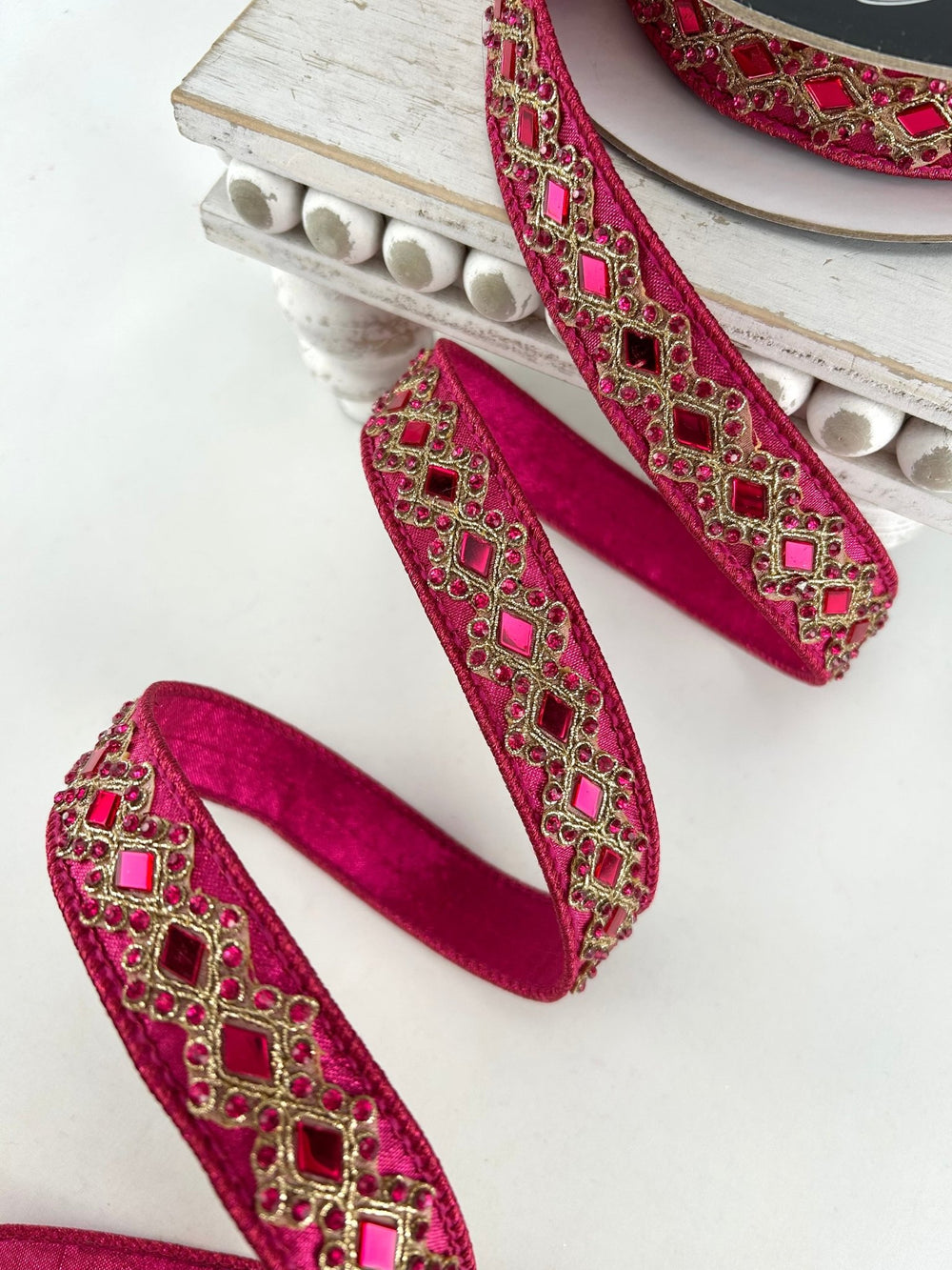 Farrisilk Hot Pink Diamond Light Wired Ribbon - 0.75" - Greenery MarketWired RibbonRJ004-15
