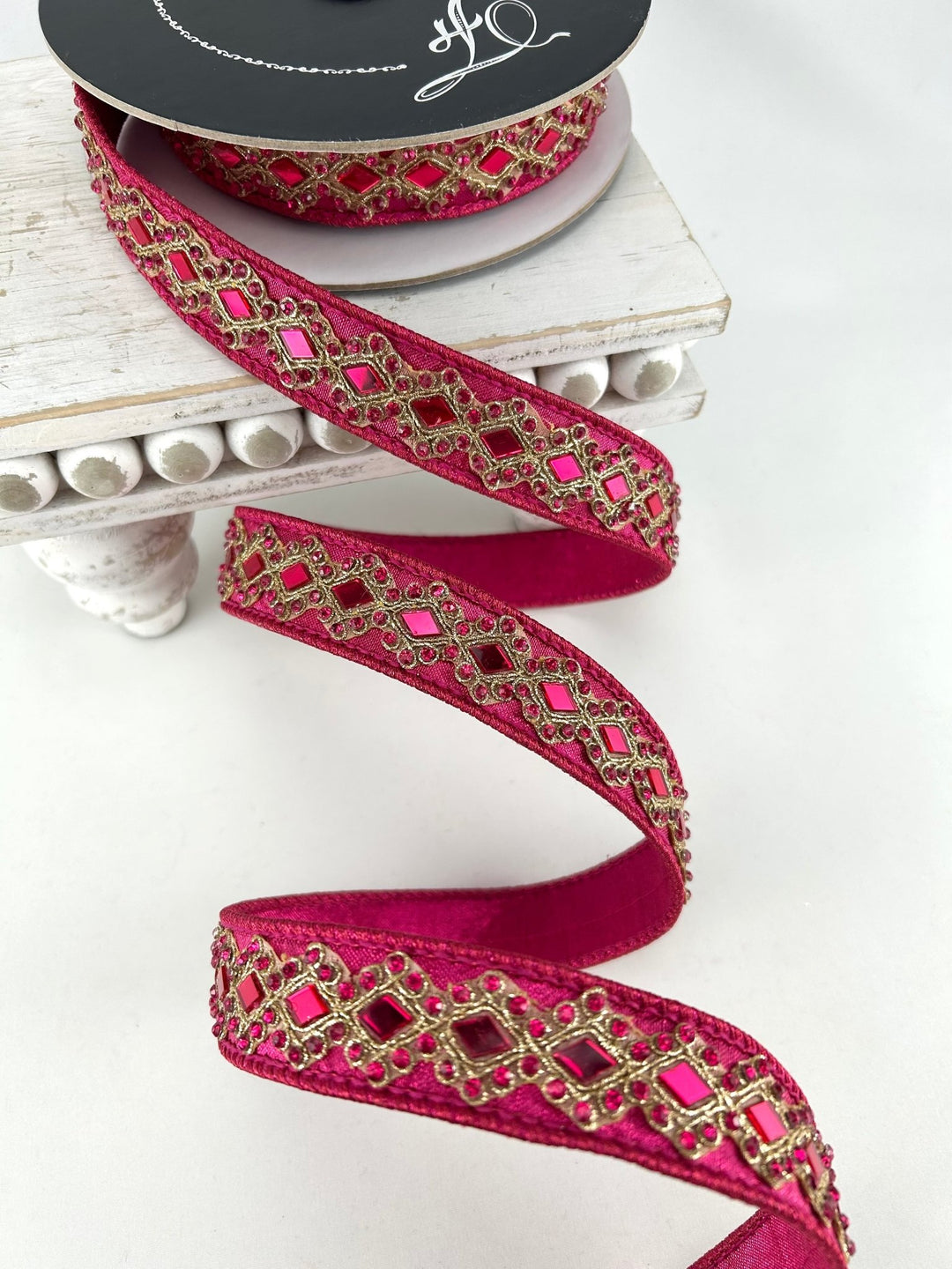 Farrisilk Hot Pink Diamond Light Wired Ribbon - 0.75" - Greenery MarketWired RibbonRJ004-15