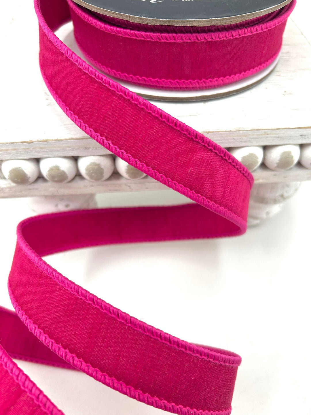 Farrisilk Hot Pink Dupion Wired Ribbon - 1" - Greenery MarketWired RibbonRK608-08