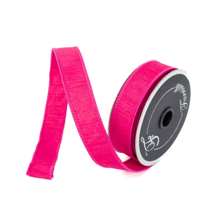 Farrisilk Hot Pink Dupion Wired Ribbon - 1" - Greenery MarketWired RibbonRK608-08