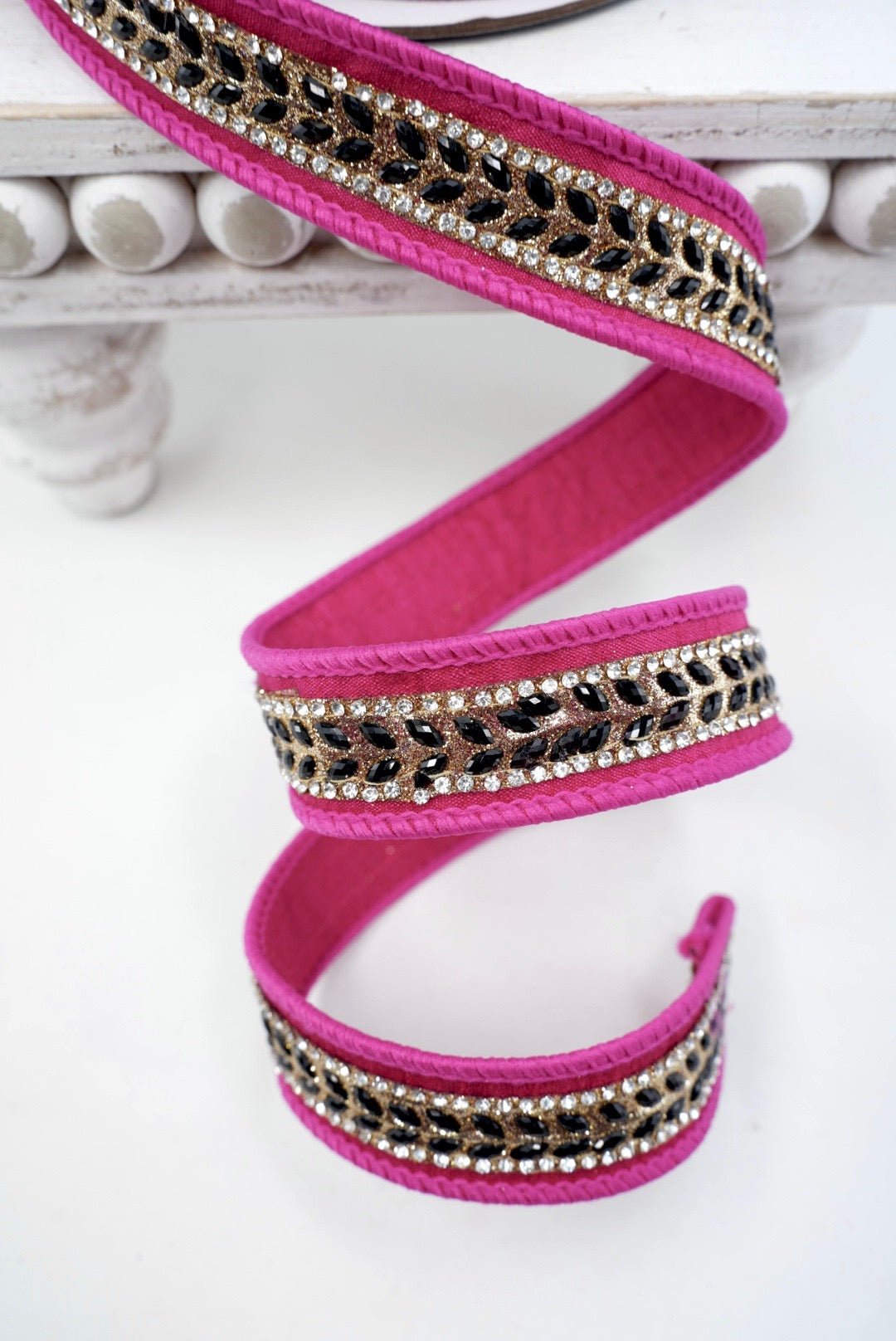 Farrisilk Hot Pink Glamourween Wired Ribbon - 1" - Greenery MarketWired RibbonHR062-15