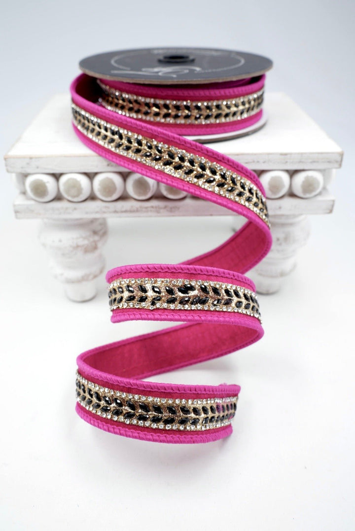 Farrisilk Hot Pink Glamourween Wired Ribbon - 1" - Greenery MarketWired RibbonHR062-15