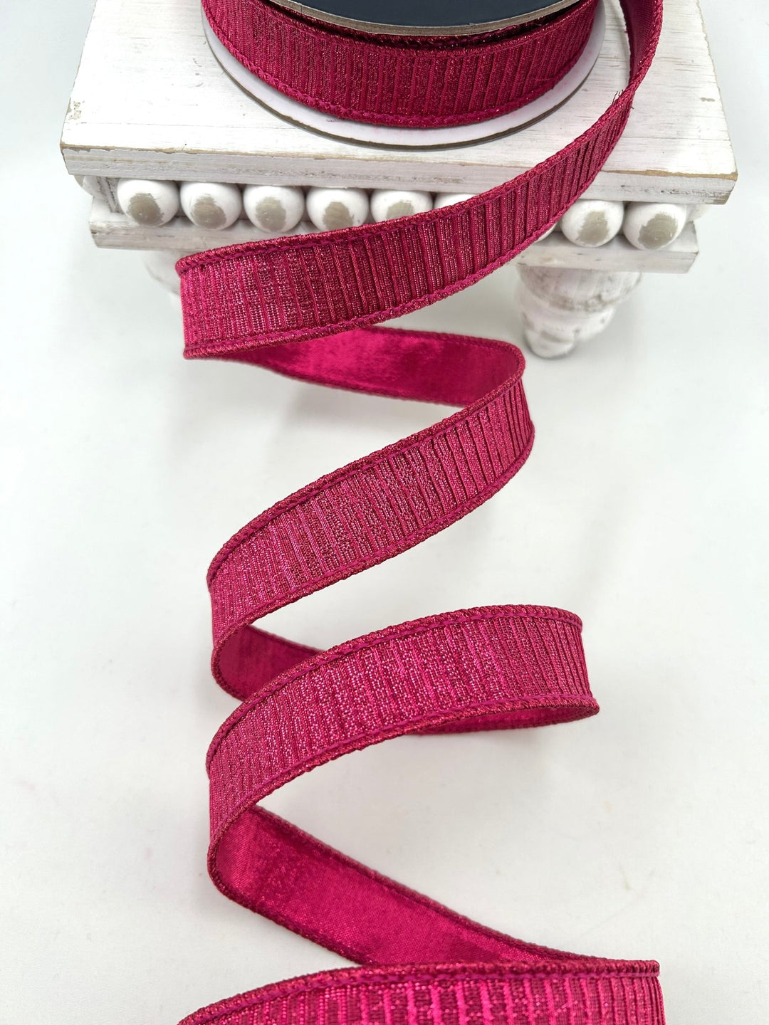 Farrisilk Hot Pink Pleated Metallic Wired Ribbon - 1" - Greenery MarketWired RibbonRK437-08