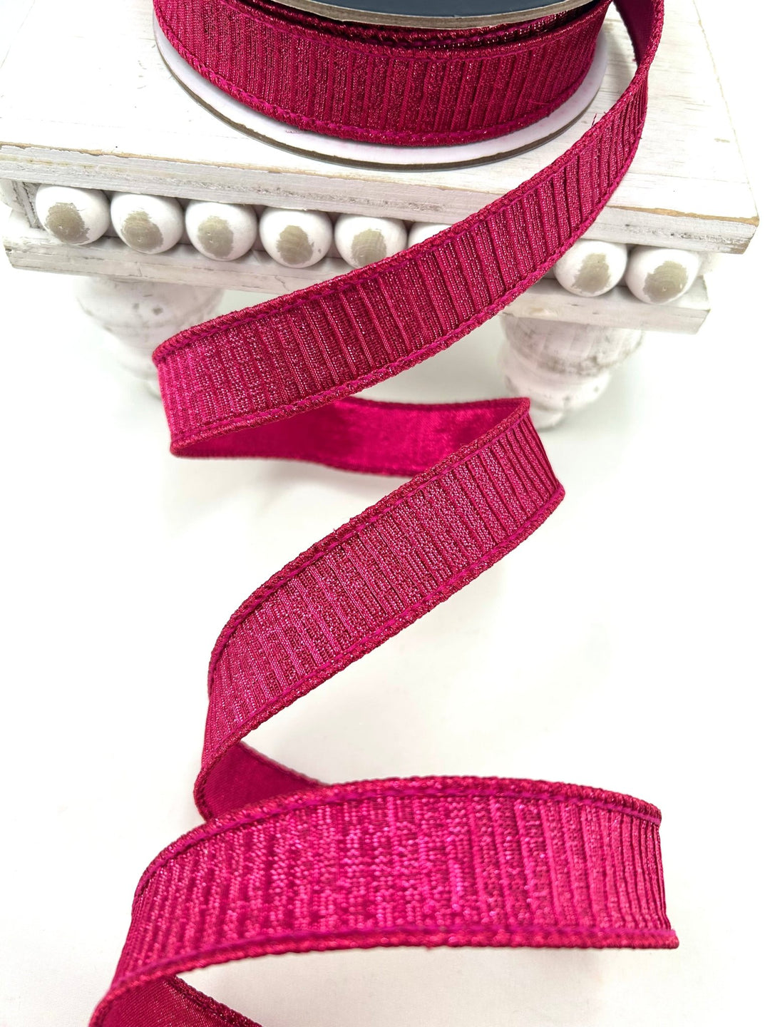Farrisilk Hot Pink Pleated Metallic Wired Ribbon - 1" - Greenery MarketWired RibbonRK437-08