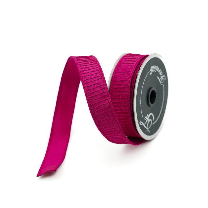 Farrisilk Hot Pink Pleated Metallic Wired Ribbon - 1" - Greenery MarketWired RibbonRK437-08