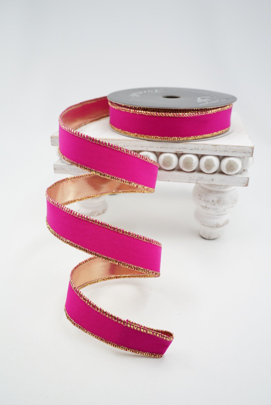 Farrisilk Hot Pink Suede Velvet Wired Ribbon - 1" - Greenery MarketWired RibbonRS290-15