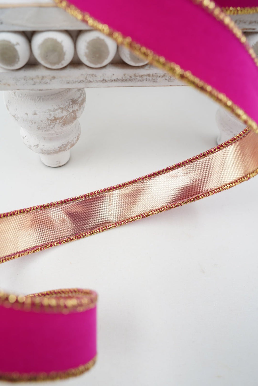 Farrisilk Hot Pink Suede Velvet Wired Ribbon - 1" - Greenery MarketWired RibbonRS290-15