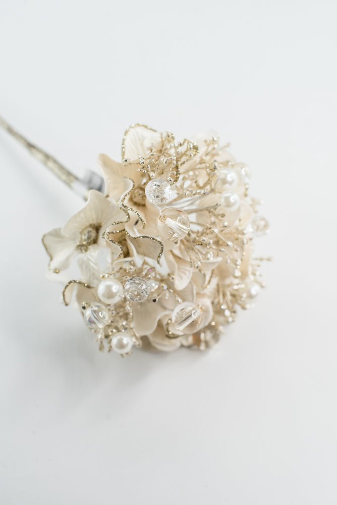 Farrisilk ivory Bejeweled Hydrangea - 6" - Greenery MarketCF089-62