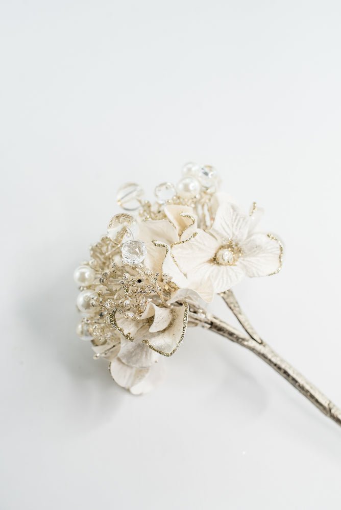 Farrisilk ivory Bejeweled Hydrangea - 6" - Greenery MarketCF089-62