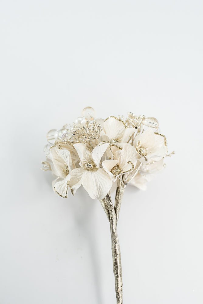 Farrisilk ivory Bejeweled Hydrangea - 6" - Greenery MarketCF089-62