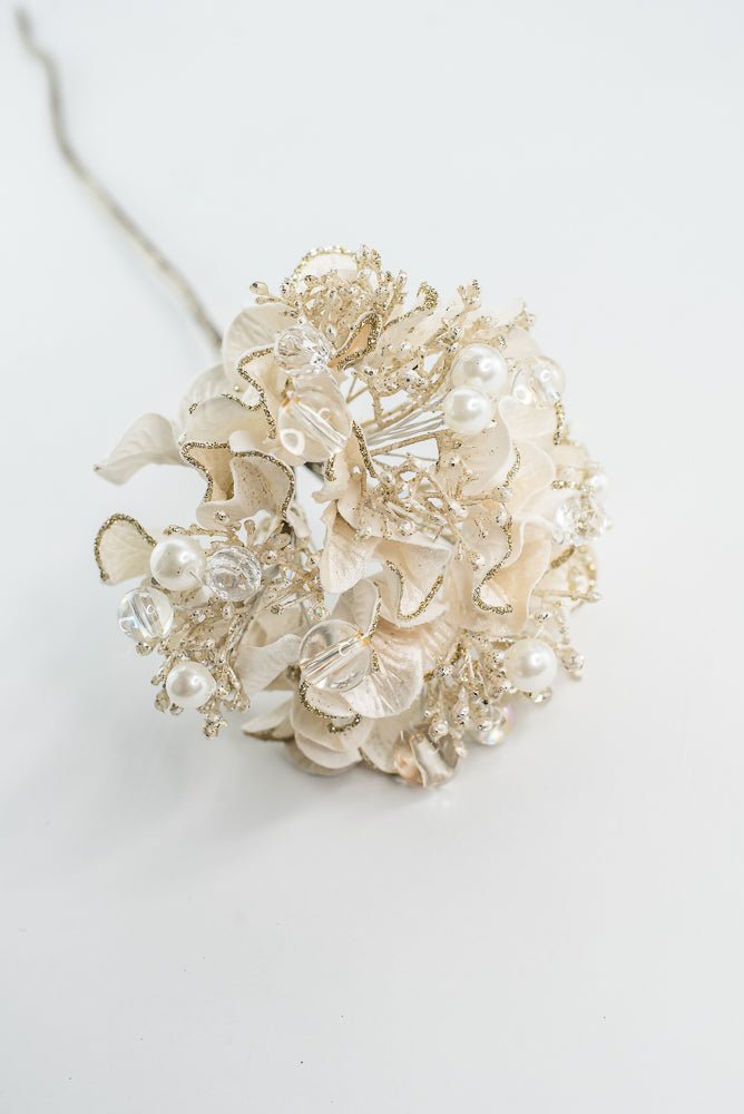 Farrisilk ivory Bejeweled Hydrangea - 6" - Greenery MarketCF089-62