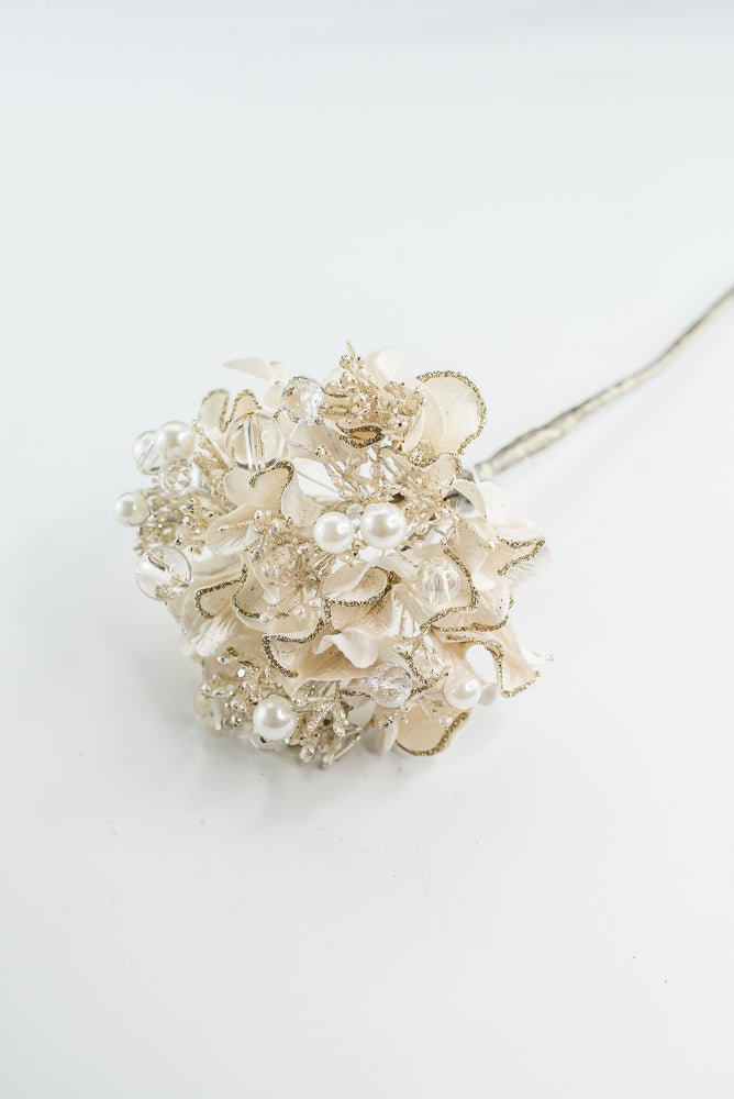 Farrisilk ivory Bejeweled Hydrangea - 6" - Greenery MarketCF089-62