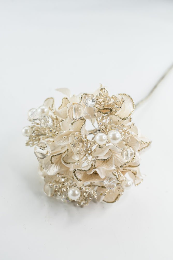 Farrisilk ivory Bejeweled Hydrangea - 6" - Greenery MarketCF089-62
