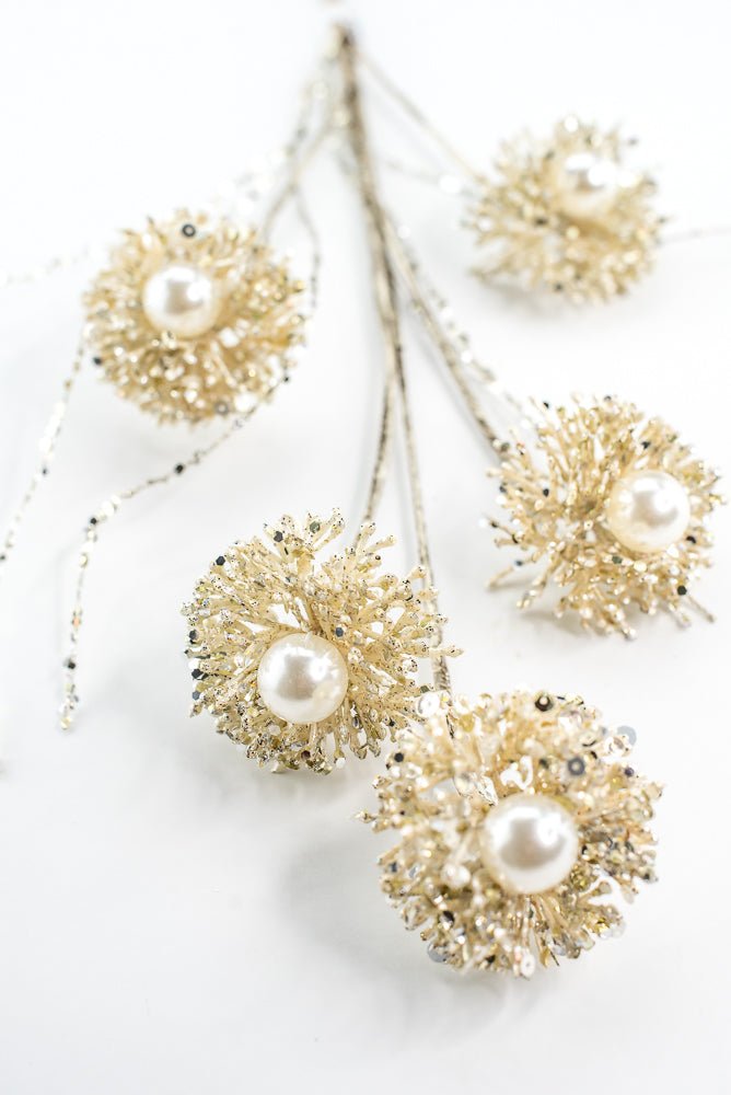 Farrisilk Ivory Pearl Puff Spray - 28" - Greenery MarketCF104-62