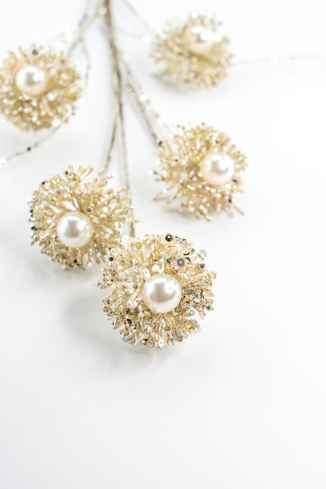 Farrisilk Ivory Pearl Puff Spray - 28" - Greenery MarketCF104-62