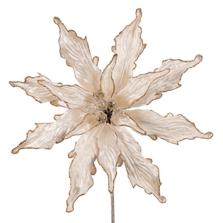 Farrisilk Ivory Plush Poinsettia Clip - 10" - Greenery MarketCF066 - 62