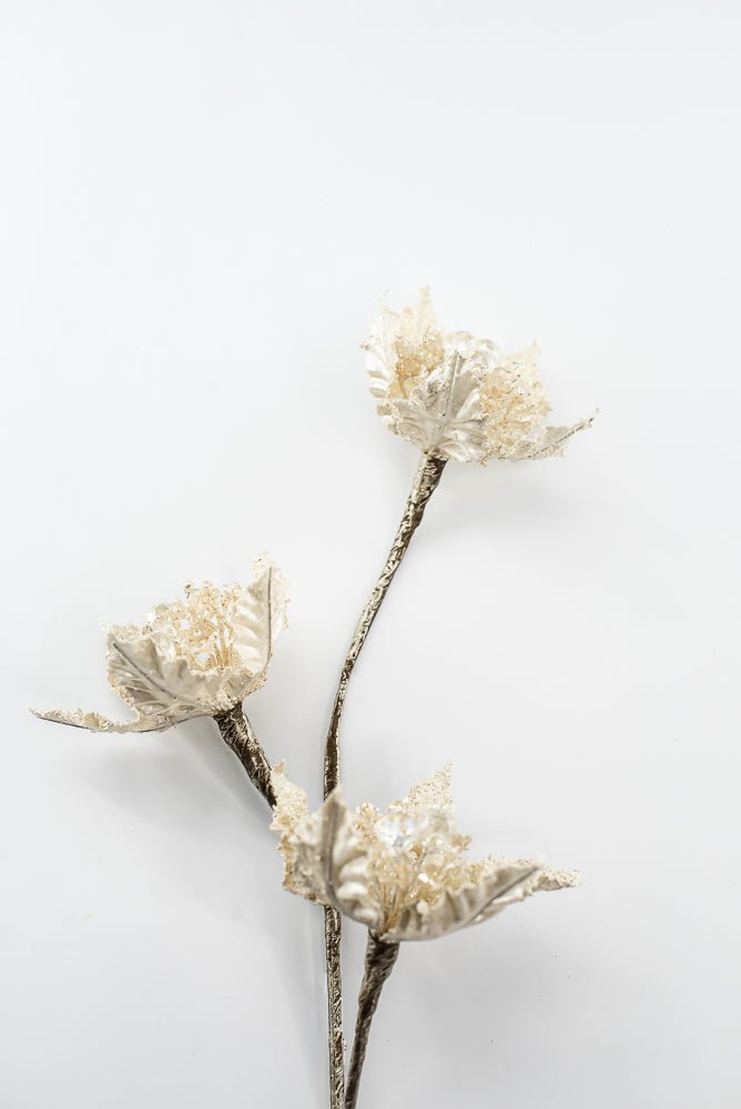 Farrisilk Ivory Star PoinsettiasSpray - 28" - Greenery MarketCF122-62