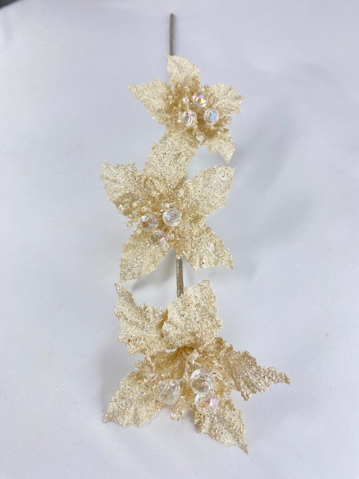 Farrisilk Ivory Star PoinsettiasSpray - 28" - Greenery MarketCF122 - 62