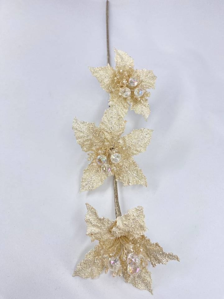 Farrisilk Ivory Star PoinsettiasSpray - 28" - Greenery MarketCF122 - 62