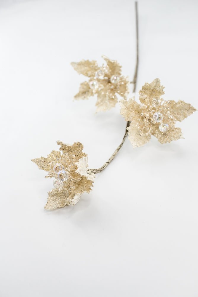 Farrisilk Ivory Star PoinsettiasSpray - 28" - Greenery MarketCF122-62