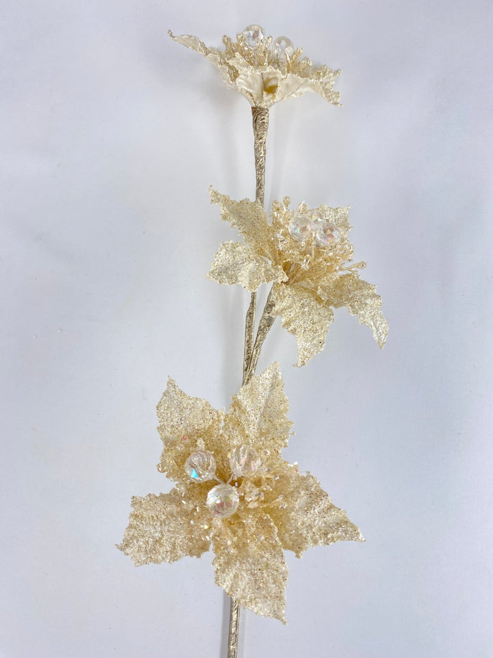 Farrisilk Ivory Star PoinsettiasSpray - 28" - Greenery MarketCF122 - 62