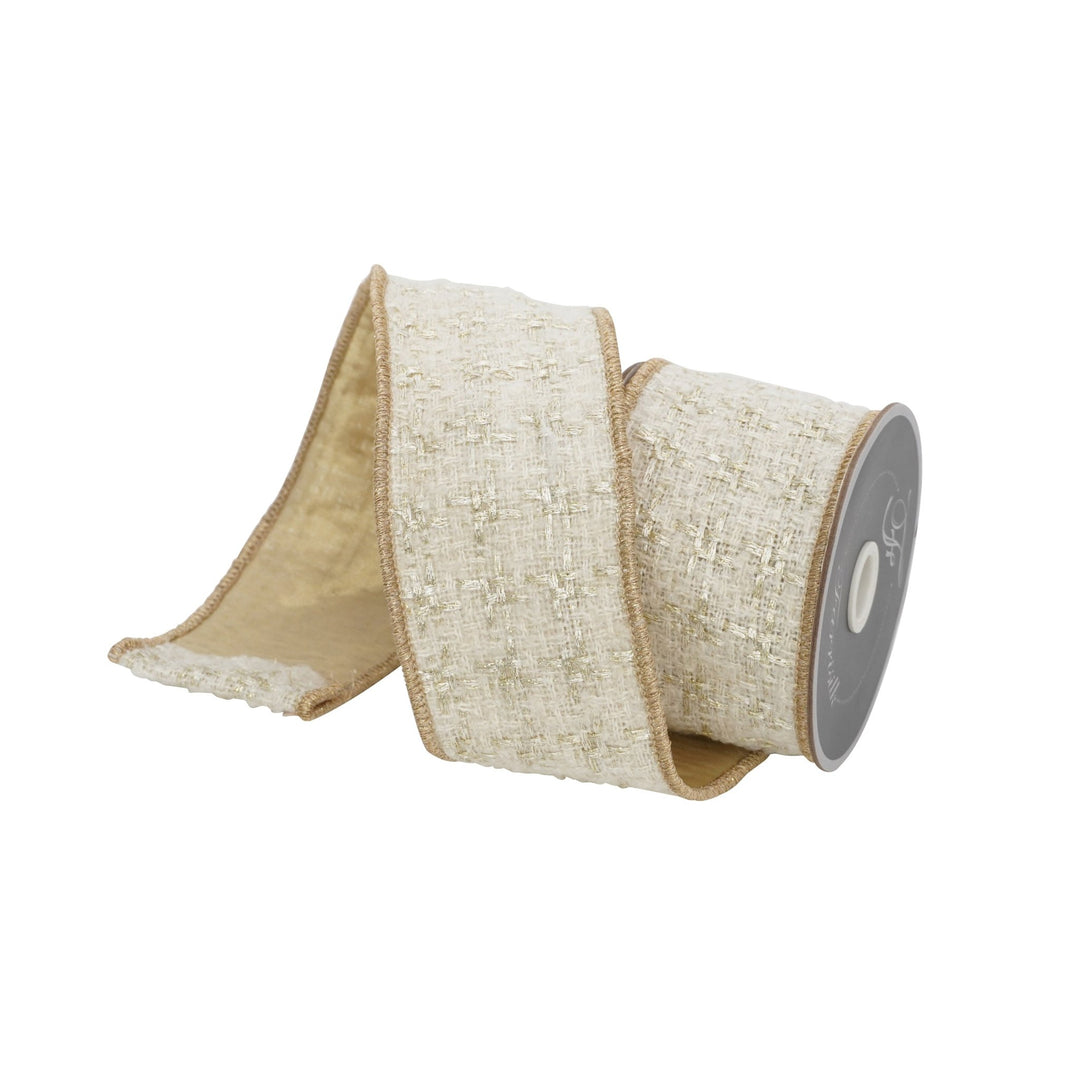 Farrisilk Ivory Tres Chic Wired Ribbon - 2.5" - Greenery MarketWired RibbonRC090-62