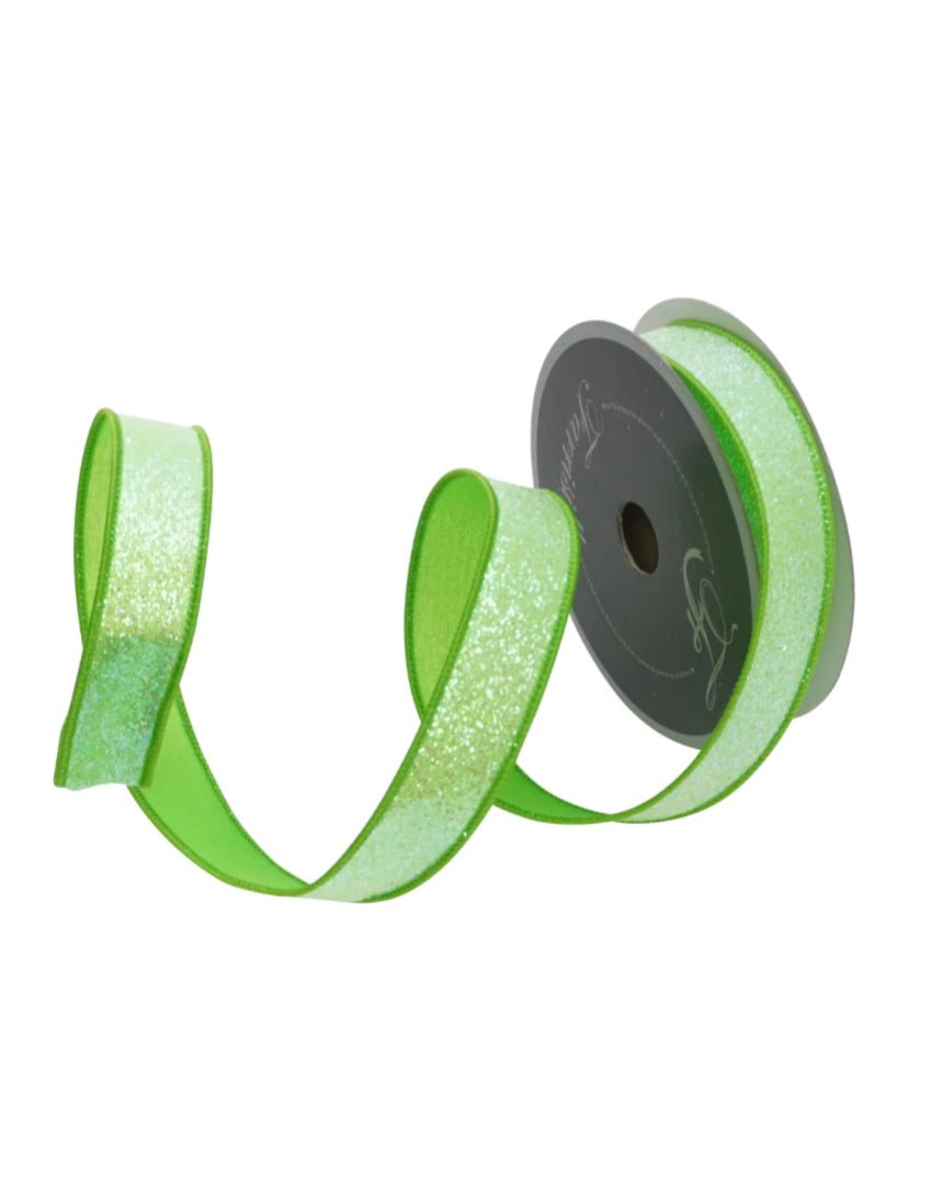 Farrisilk, lime green sugar frost 1” wired ribbon - Greenery MarketRibbons & TrimRS127 - 61