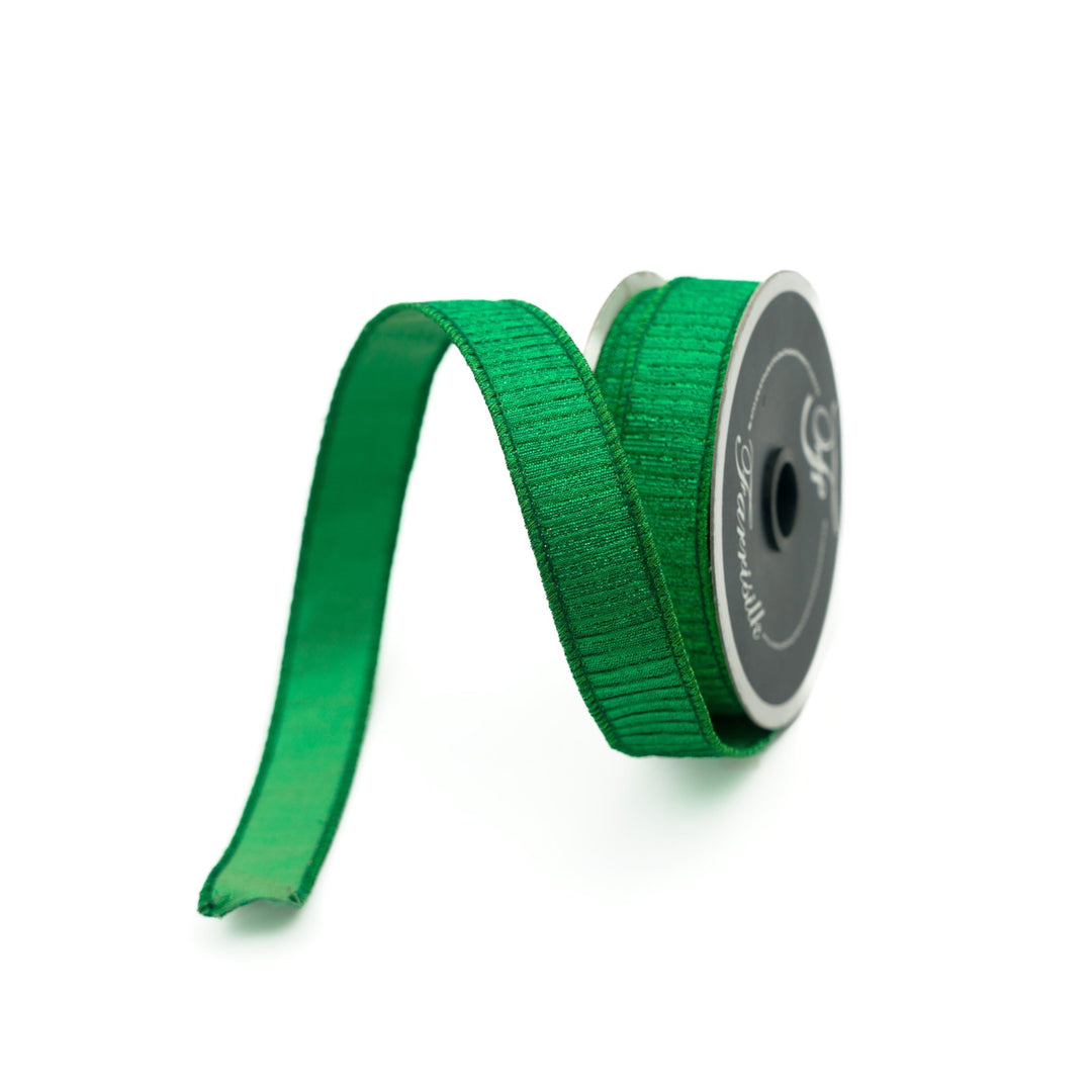Farrisilk Lime Pleated Metallic Wired Ribbon - 1" - Greenery MarketWired RibbonRK437-61