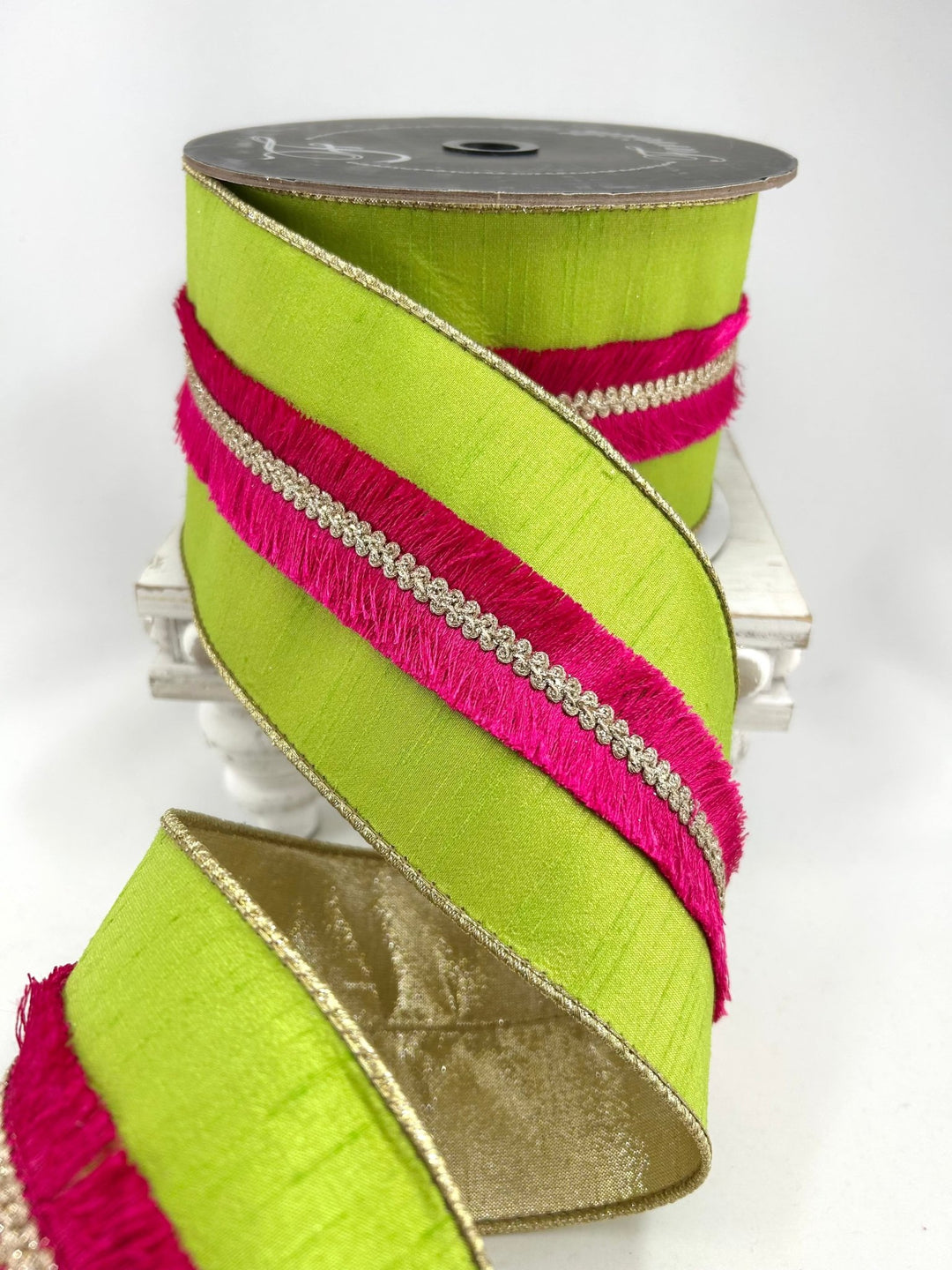 Farrisilk Lime Velvety Fringe Wired Ribbon - 4" - Greenery MarketWired RibbonRK920-61