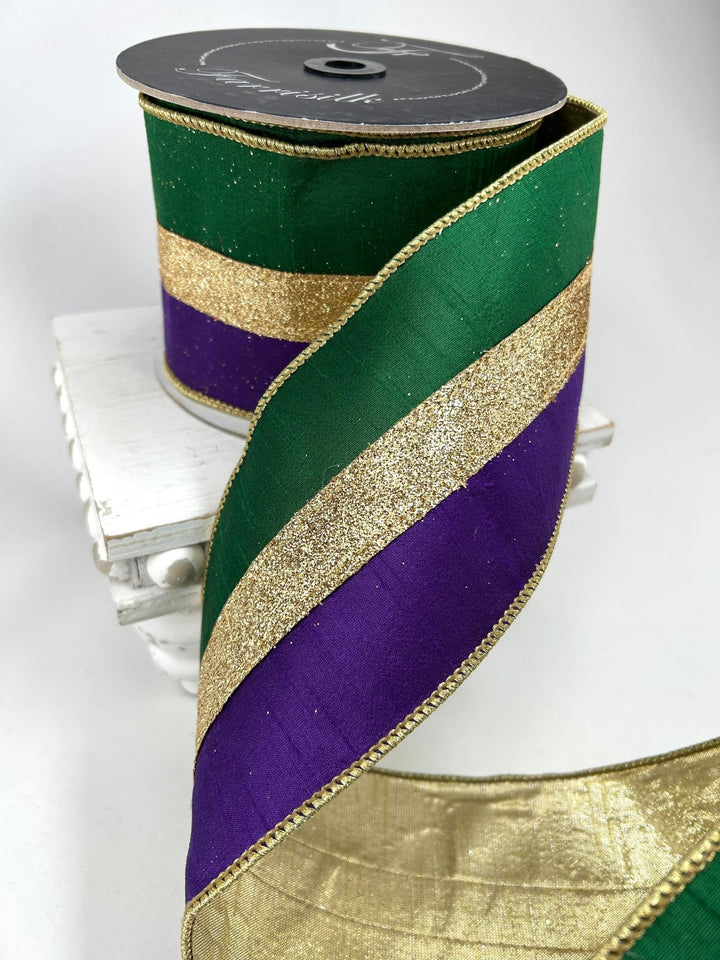 Farrisilk Mardi Gras Classic Glitz Wired Ribbon - 4" - Greenery MarketWired RibbonRK914-58