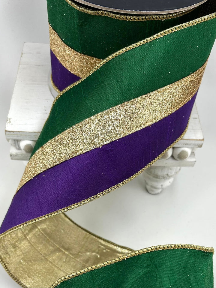 Farrisilk Mardi Gras Classic Glitz Wired Ribbon - 4" - Greenery MarketWired RibbonRK914-58